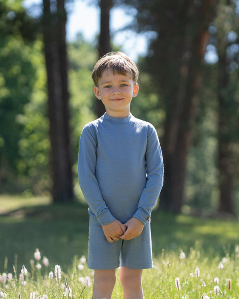 T-shirt à manches longues 160 pour enfants Bleu poussière