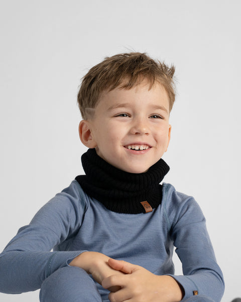 Tour de cou pour enfants en maille côtelée 100 % laine mérinos