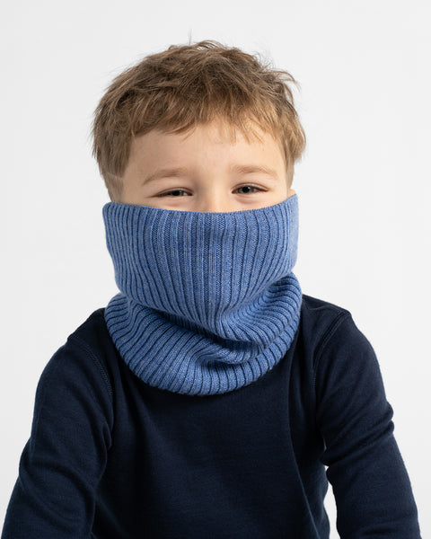 Tour de cou pour enfants en maille côtelée 100 % laine mérinos