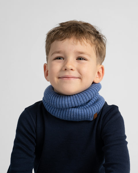 Tour de cou pour enfants en maille côtelée 100 % laine mérinos