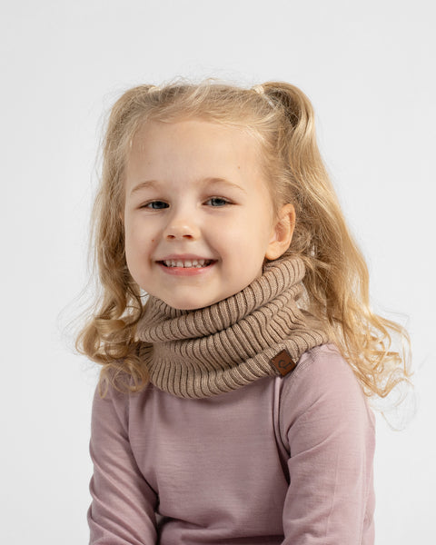 Tour de cou pour enfants en maille côtelée 100 % laine mérinos