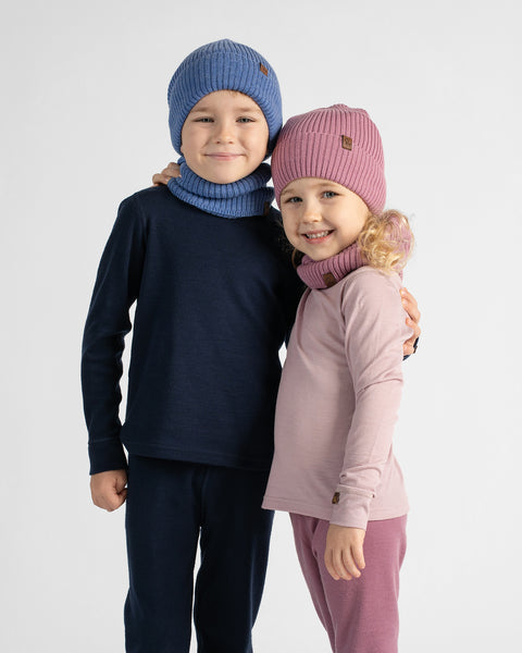 Tour de cou pour enfants en maille côtelée 100 % laine mérinos