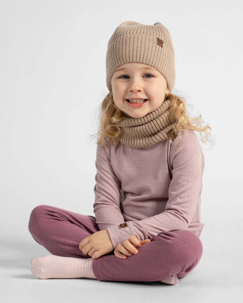 Bonnet en maille côtelée 100 % laine mérinos pour enfants