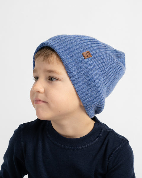 Bonnet en maille côtelée 100 % laine mérinos pour enfants
