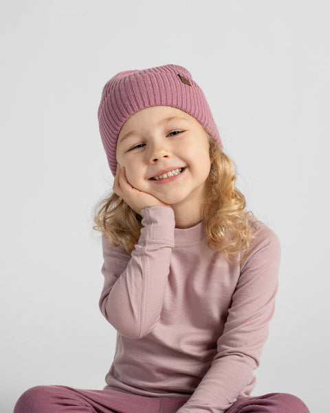 Bonnet en maille côtelée 100 % laine mérinos pour enfants