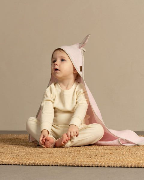 Linen Baby Towel with Ears in dusty pink