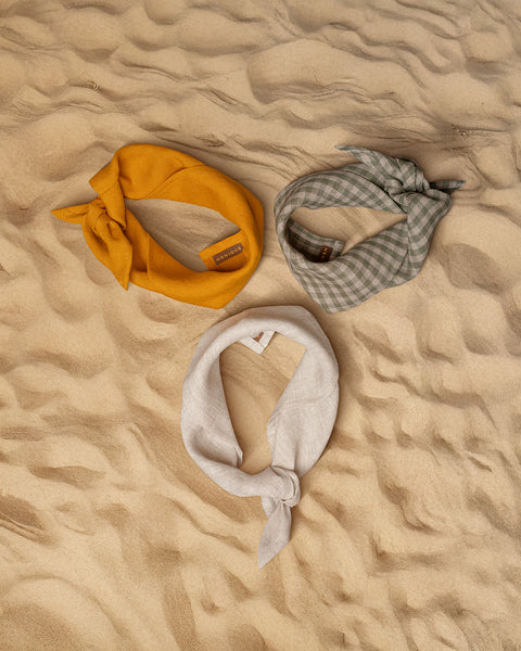 Linen Bandana: Spicy yellow, Natural, Gingham