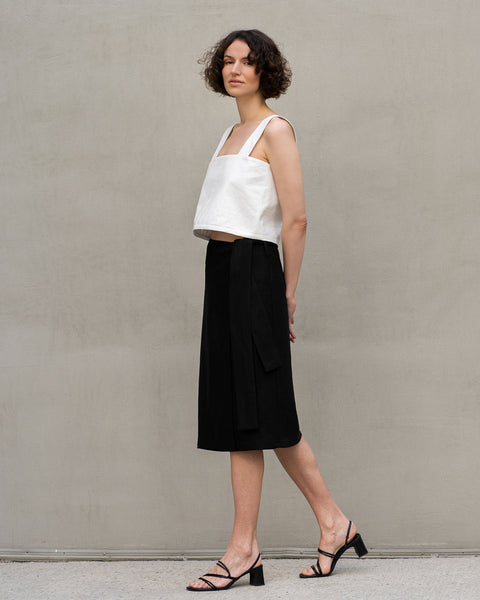 Linen Pinafore Crop Top with Back Buttons Amiri