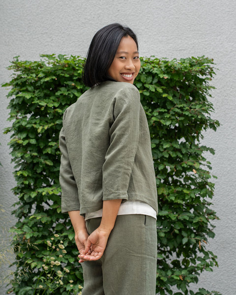 Linen Jacket Eden Stone Green