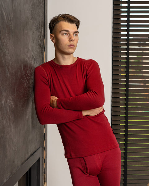 Men&#39;s 250 Thermal Long Sleeve Crew Royal Cherry