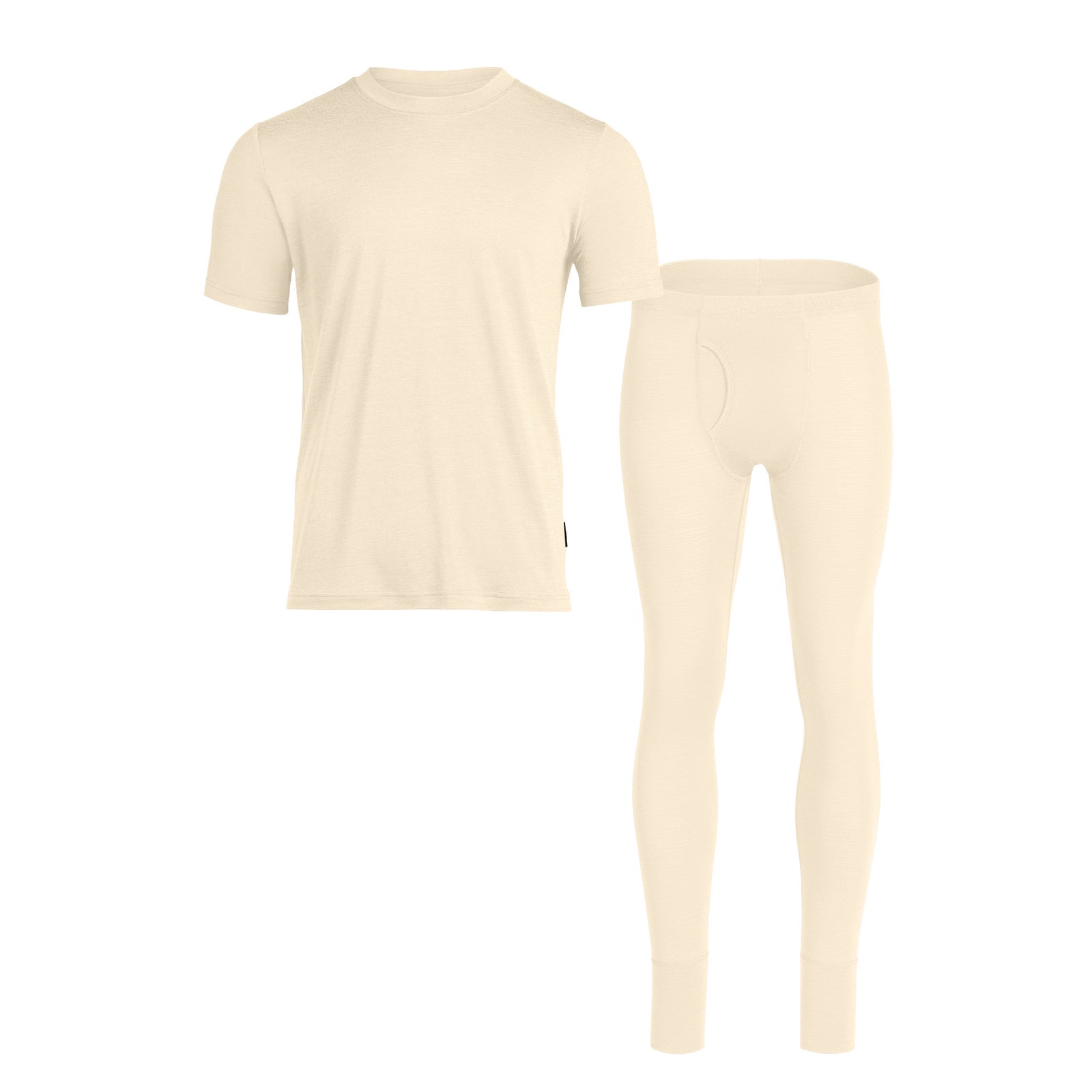 Men's 160 Merino Set of Short Sleeve & Bottom Natural