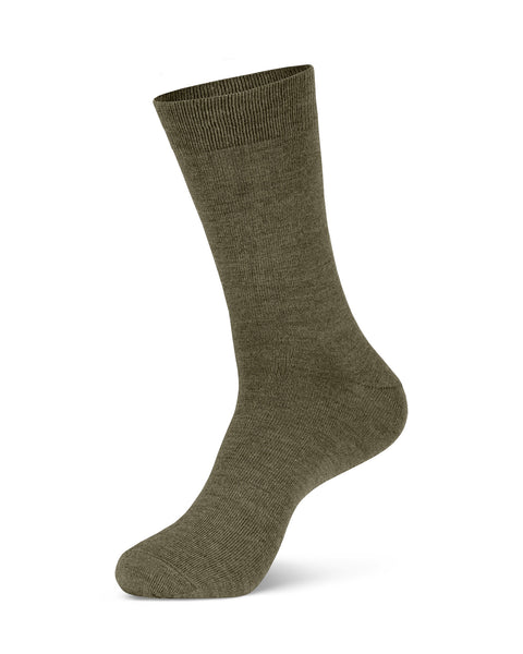 Men&#39;s Merino Crew Socks in green color in a white background, side view