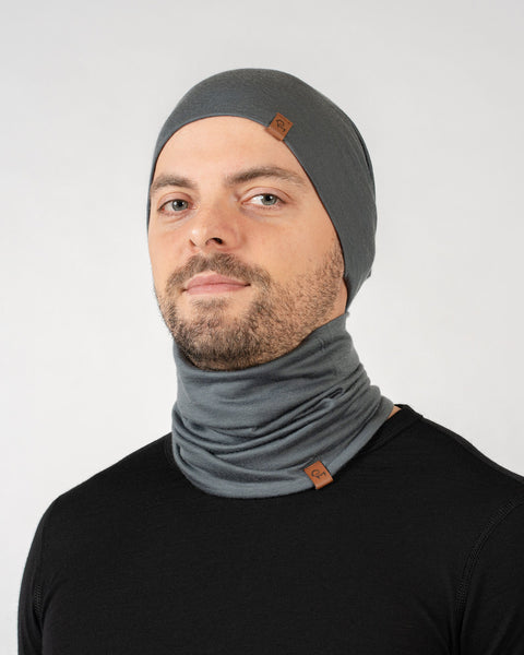 Men&#39;s Merino Beanie &amp; Gaiter 2-Piece Perfect Grey