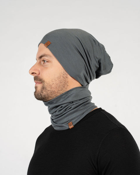 Men&#39;s Merino Beanie &amp; Gaiter 2-Piece Perfect Grey