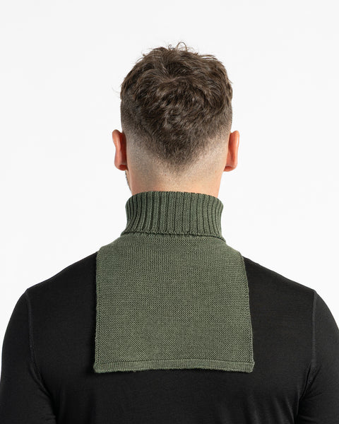 Men&#39;s Knit Dickie Neck Warmer Merino Dark Green Back