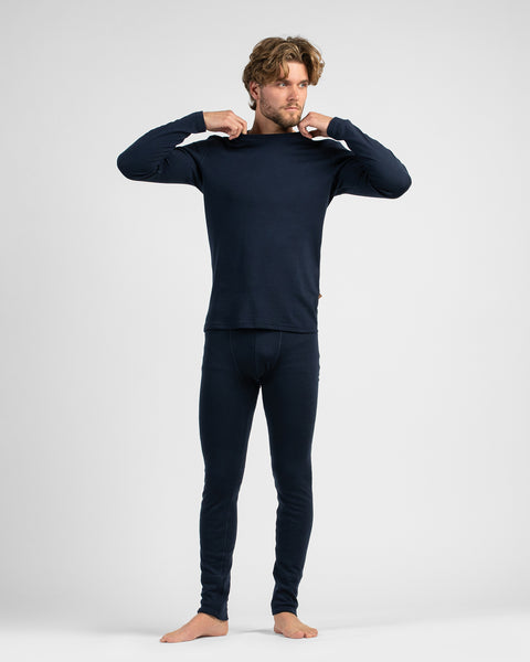 Ensemble thermique 2 pièces pour homme : haut à manches longues et bas 250 Bleu Marine