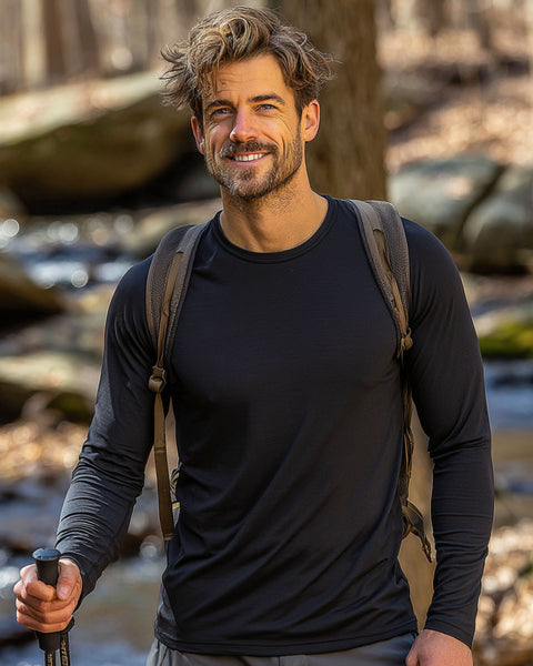 Haut thermique à manches longues 160 pour homme, col rond, noir