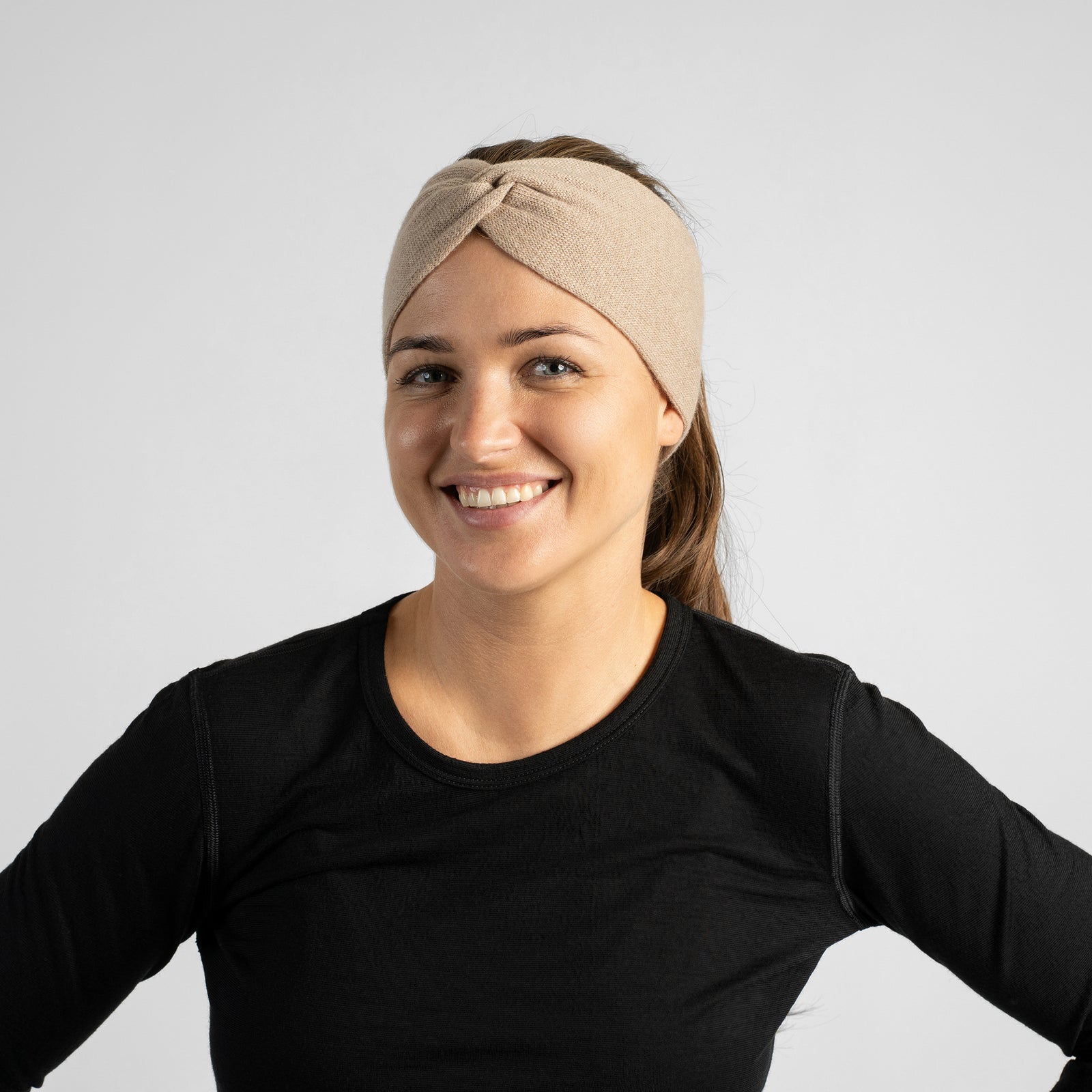 Bandeau torsadé doux pour femme en mérinos et cachemire tricotés