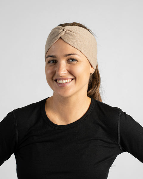 Bandeau torsadé doux pour femme en mérinos et cachemire tricotés
