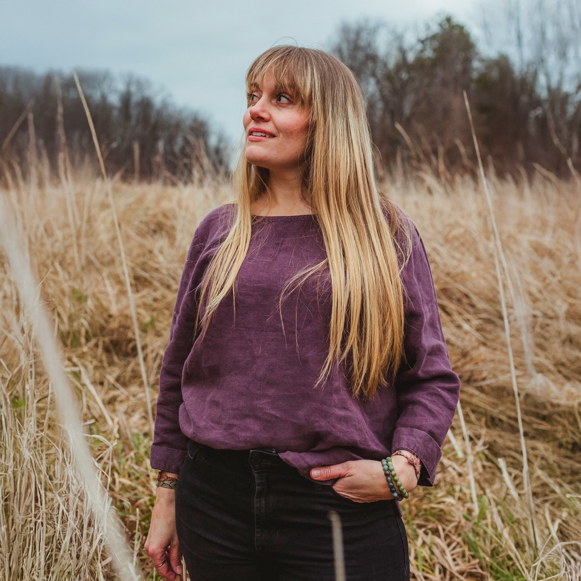 Linen Blouse Nora Shadow Purple