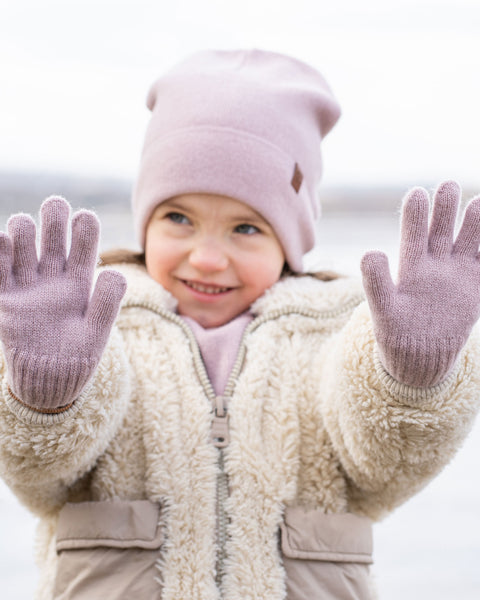 Ensemble 2 pièces bonnet tricoté et gants pour enfants