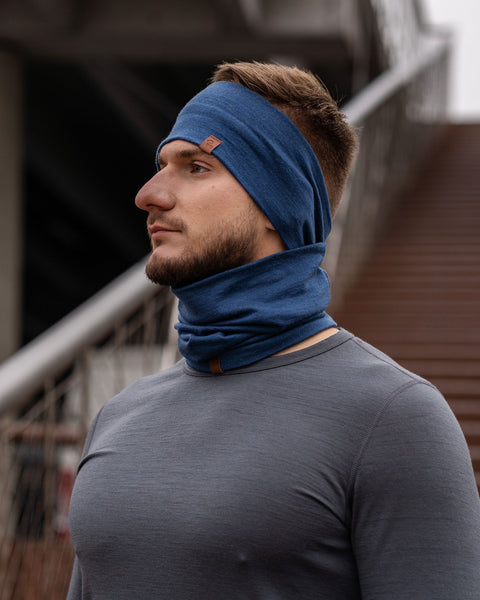 Men&#39;s Headband and Gaiter Set Denim
