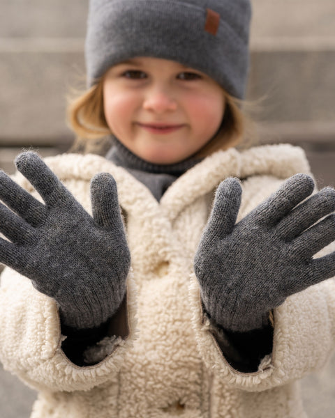 Ensemble 2 pièces bonnet tricoté et gants pour enfants