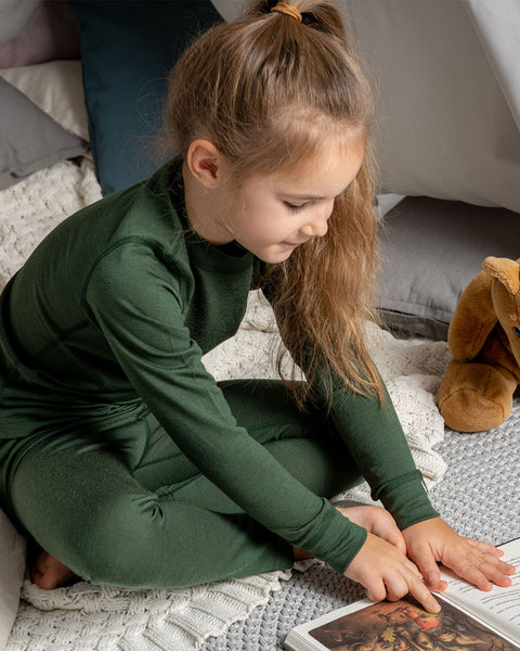 Pantalon enfant 160 Merino vert foncé