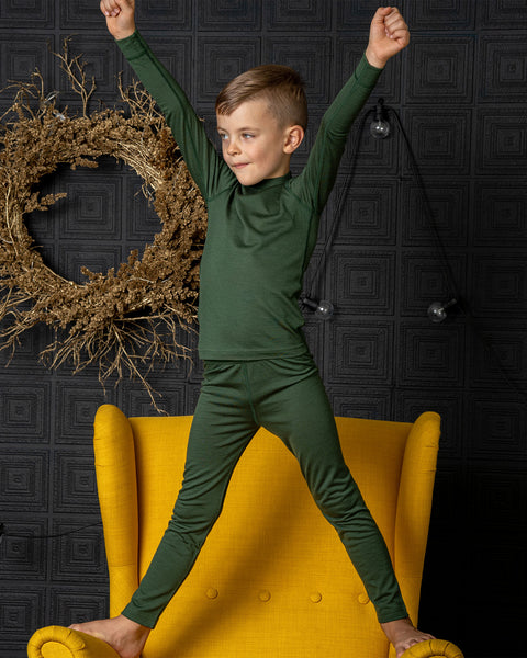 Pantalon enfant 160 Merino vert foncé
