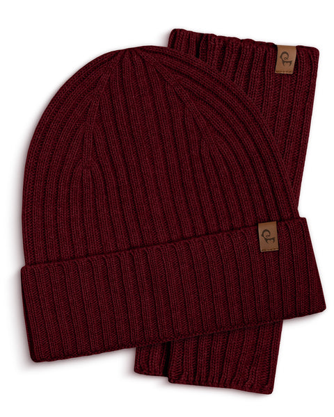 Elegant women’s wrist warmers and beanie in creamy beige Merino wool &amp; cashmere blend