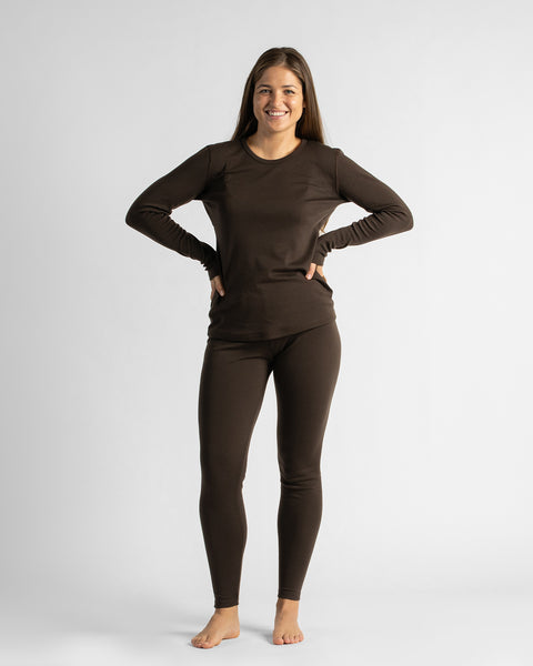 Haut thermique à manches longues 250 pour femme Marron chocolat