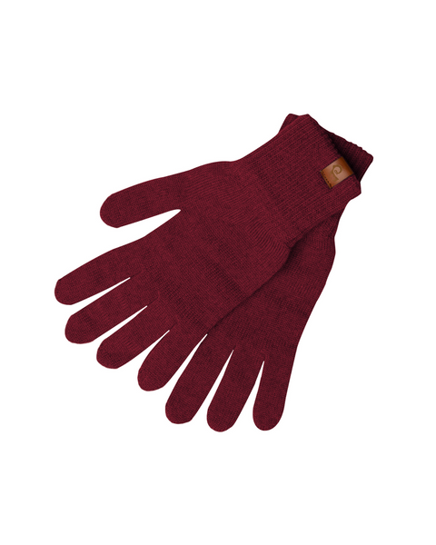 white background royal cherry merino knit gloves