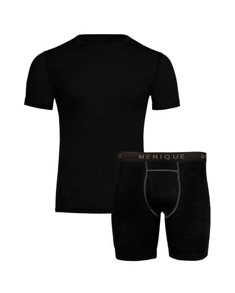 T-shirt et boxers homme 2 pièces noir