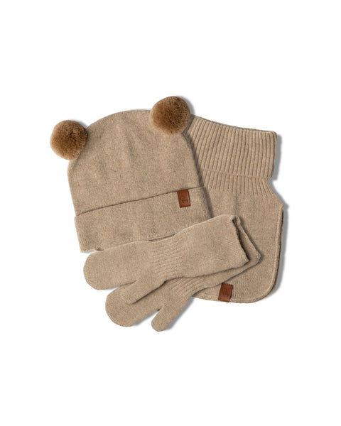 Knitted Baby Beanie, Dickie &amp; Mitten&#39;s 3-Piece Set