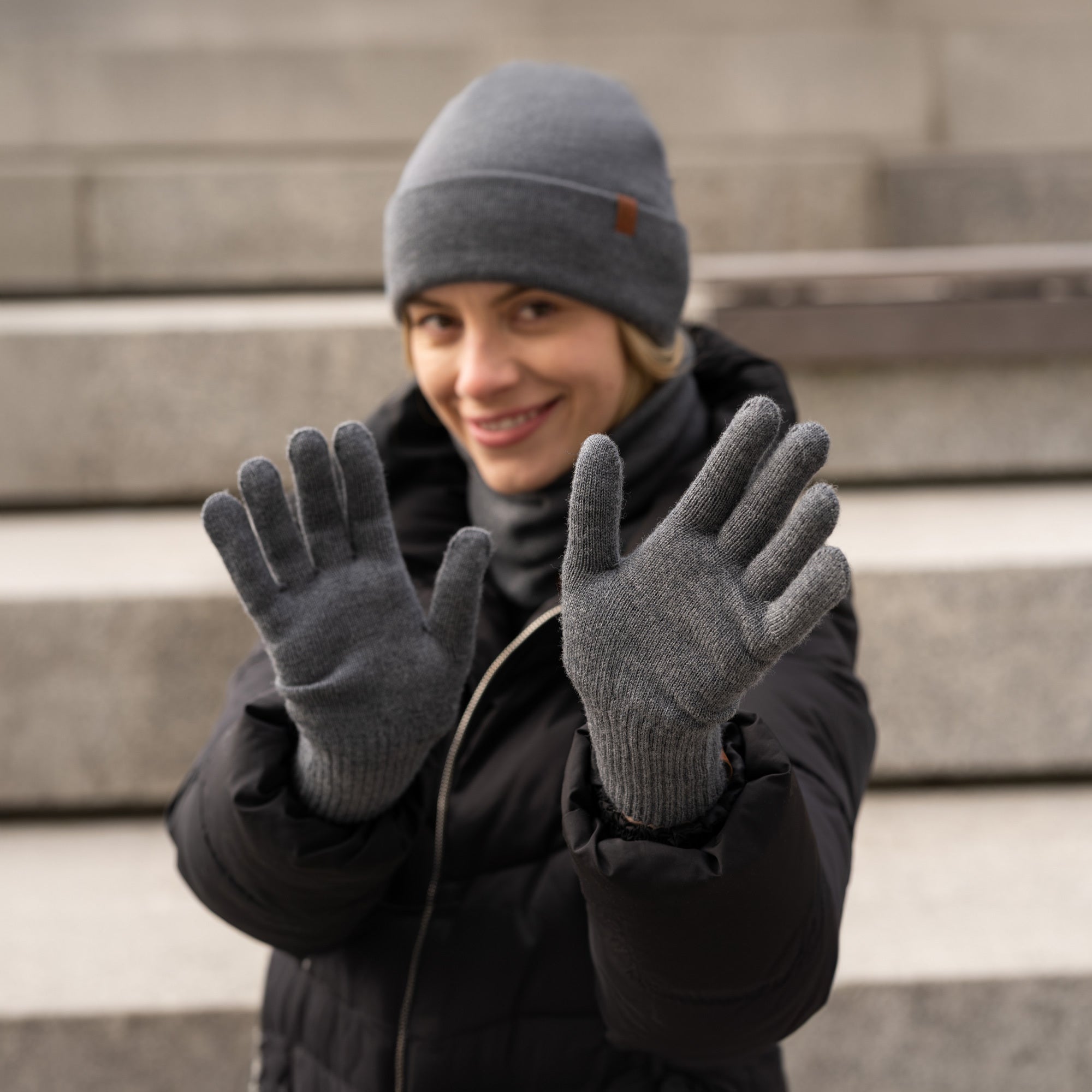 Women’s merino wool gloves, knitted warm winter accessory