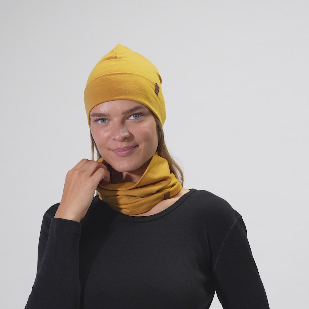 Bonnet en mérinos pour femme jaune