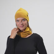 Bonnet en mérinos pour femme jaune