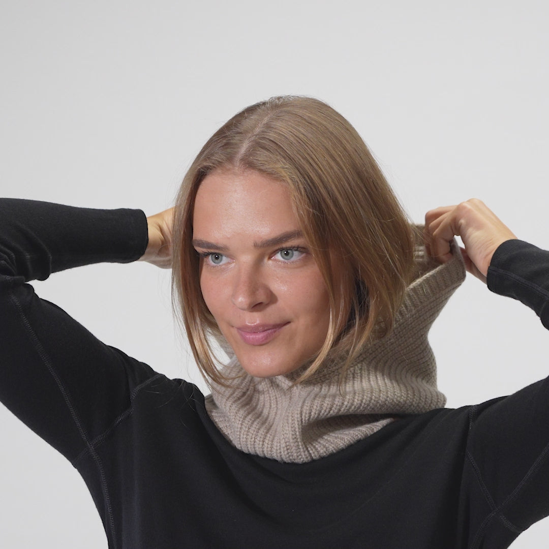 Cagoule à capuche côtelée en cachemire pour femme