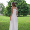 MENIQUE Maxi double strap Linen dress Kimi in Pure White color.