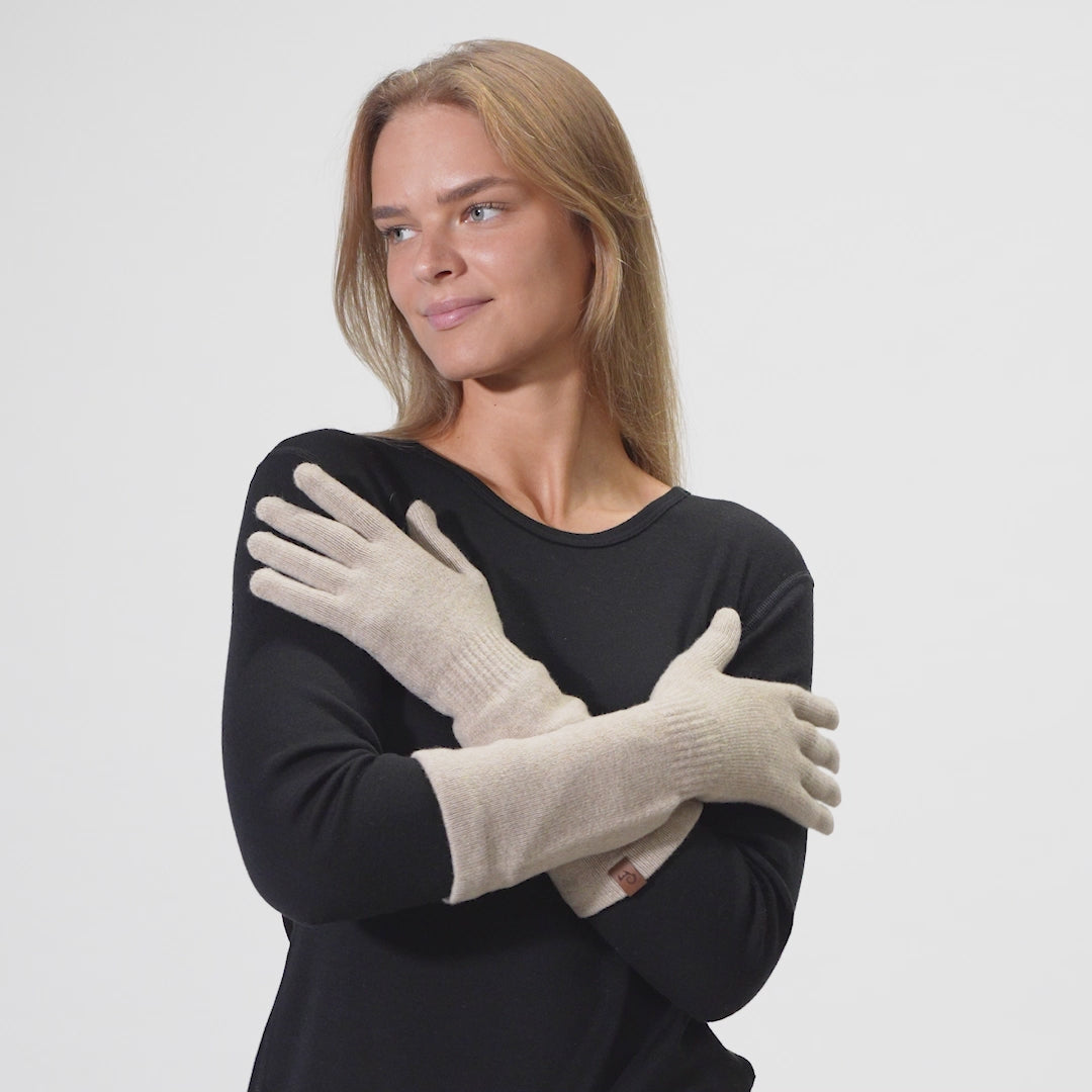 Gants longs en cachemire tricoté pour femmes