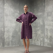 Linen Oversize Shirt Dress Margo Shadow Purple