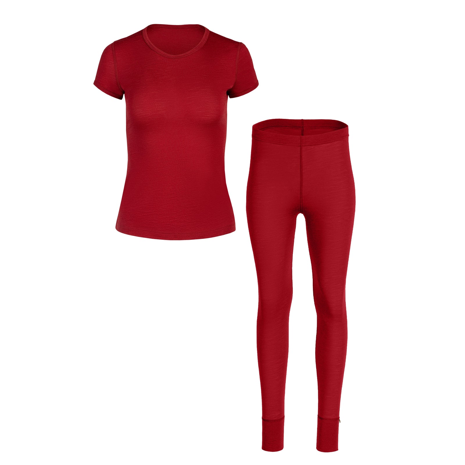 Women's 160 Merino 2-Piece Set Of Short Sleeve & Bottom Royal cherry