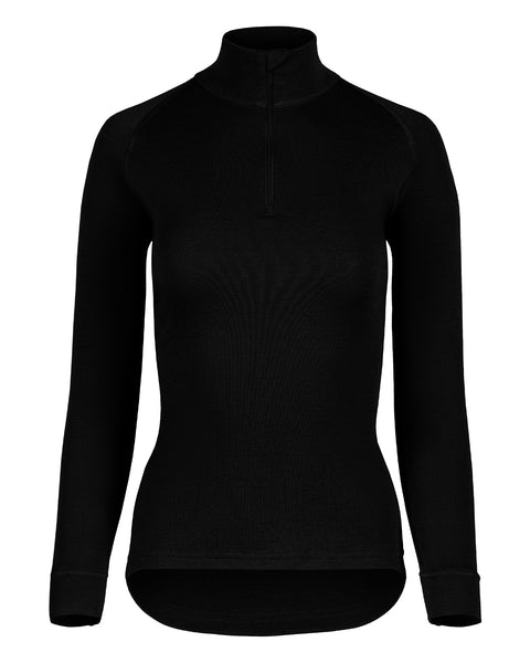 Women&#39;s 250 Zip Neck Top Black Front
