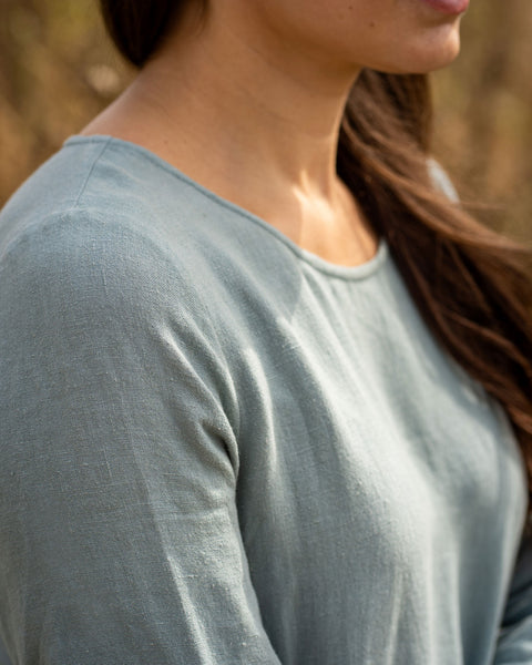 Linen Smock Dress Lucy Mint Green