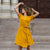 Linen Wrap Dress Eliana Spicy Yellow