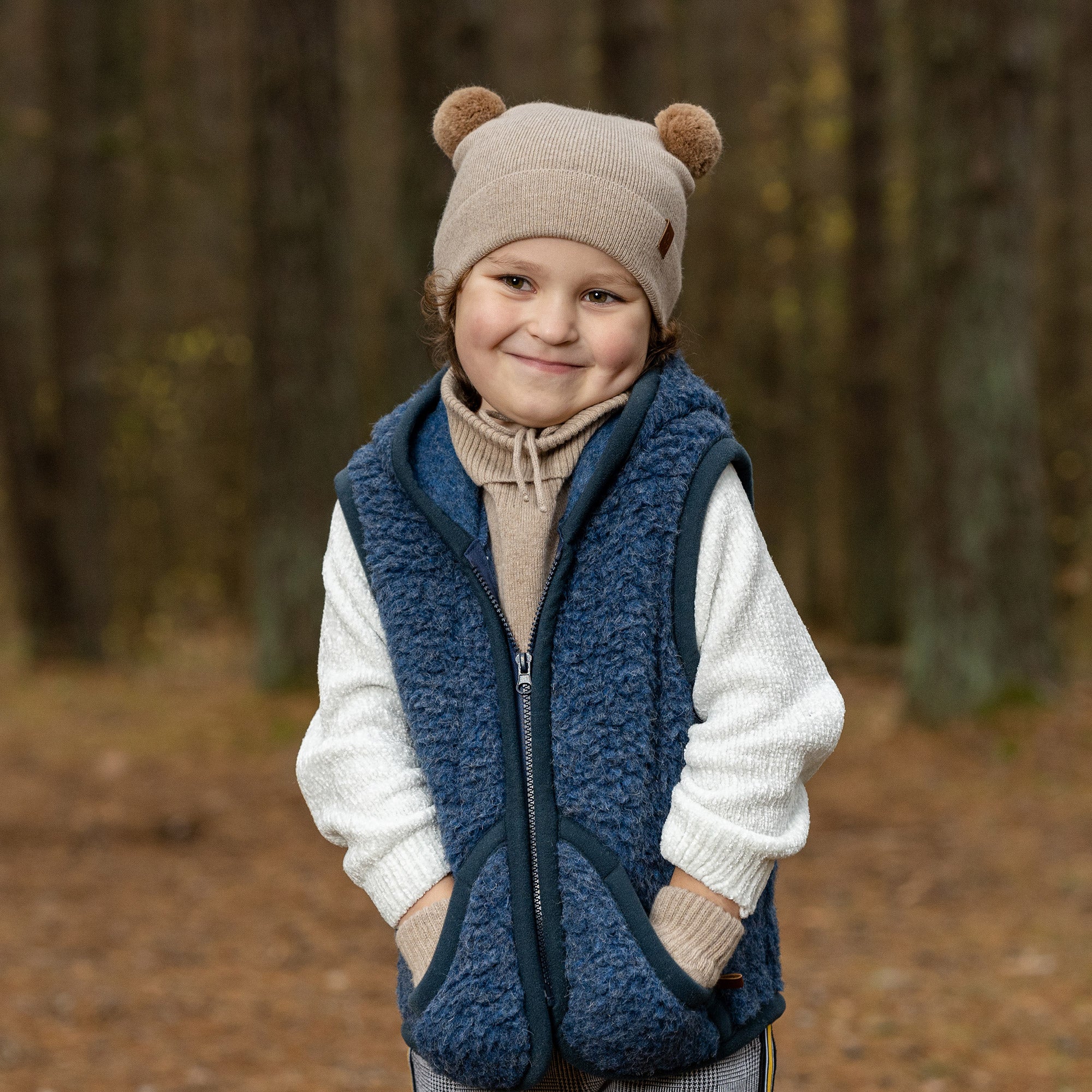  Fleece vest for kids by menique unisex toddler vest with a zipper in denim color