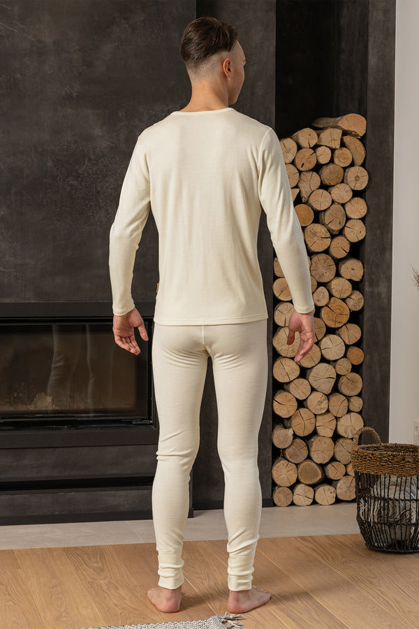 Men's Merino 250 Set of Long Sleeve & Bottom Rub Natural