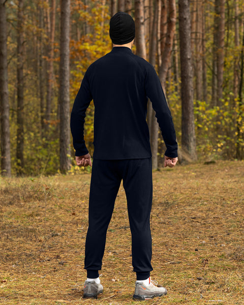 Pull zippé col montant 250 pour homme bleu foncé