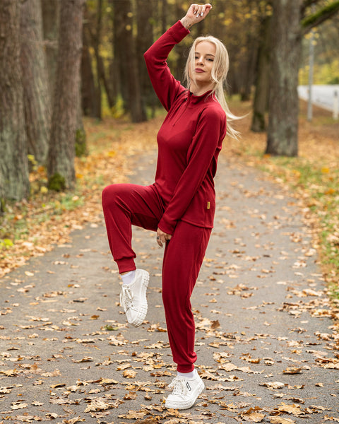 Women&#39;s Jogger sweatpants 250gsm Royal cherry