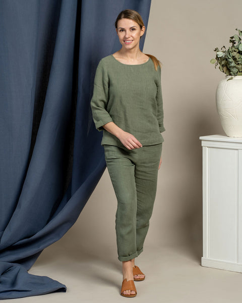 Nora &amp; Dakota Linen Matching Set Stone Green